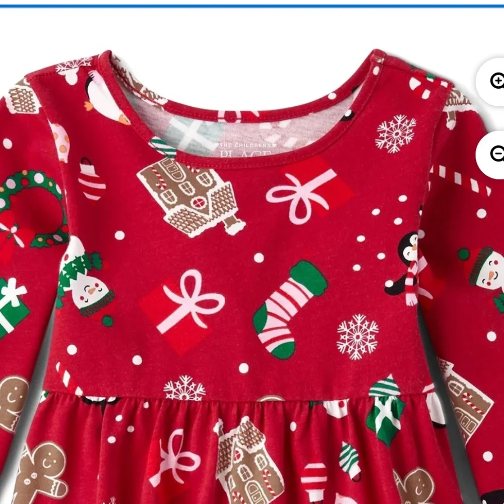 The Children’s Place Toddler Girls Christmas Print Dress Size 5T NWT